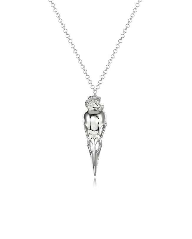 Bone Ravn White Rhodium Plated Sterling Silver Necklace