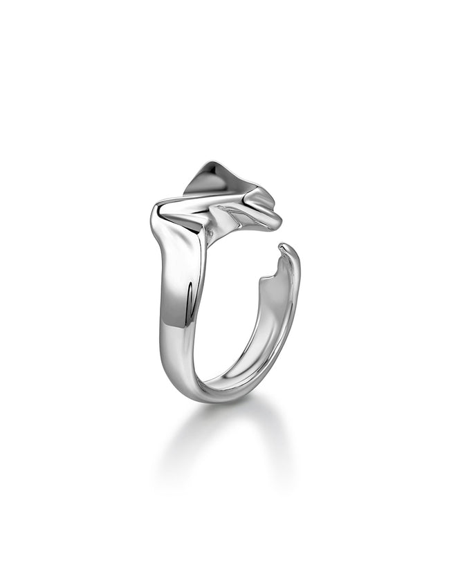 Bone White Rhodium Plated Sterling Silver Ring