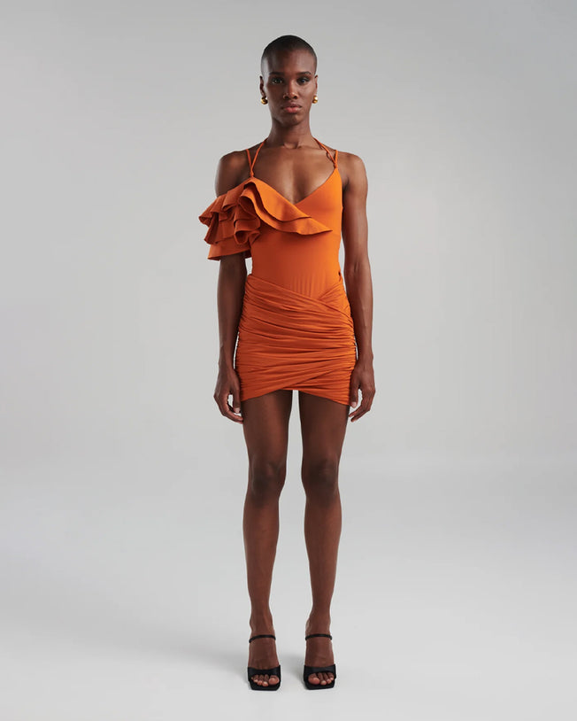 Borromeo Orange Ochre Short Dress