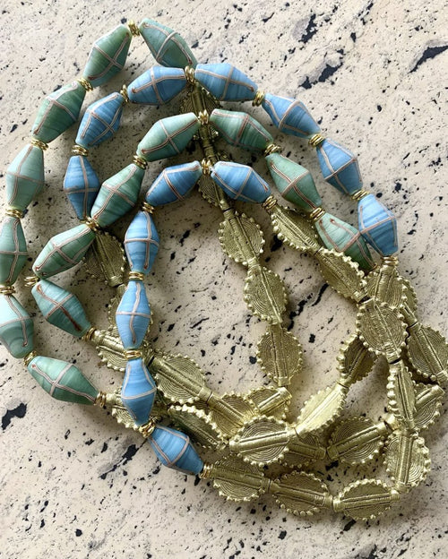 Glass Java Beads Necklaces Blue