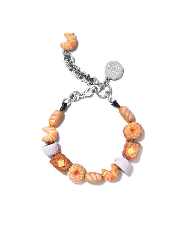 Breakfast In Bed Silver Plated Ceramic Charms Bracelet