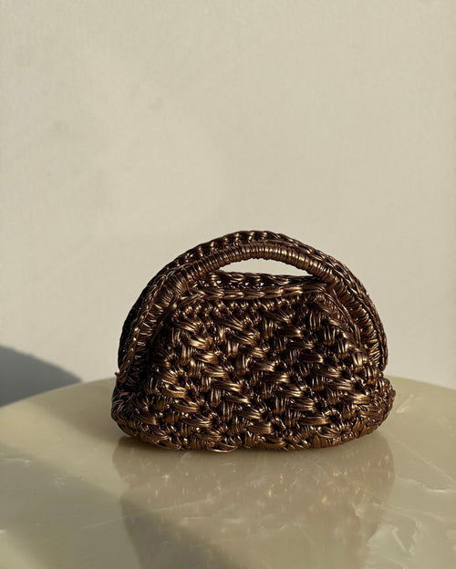 Grand Galactica Metallic Rope Bronze Basket Bag