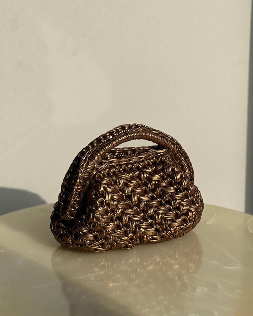 Grand Galactica Metallic Rope Bronze Basket Bag
