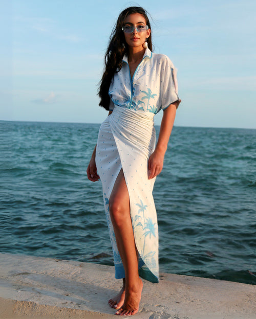 Cabana Palma Cotton Shirt and Reversible Skirt Set