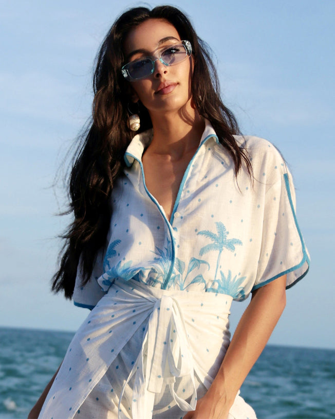 Cabana Palma Cotton Shirt and Reversible Skirt Set