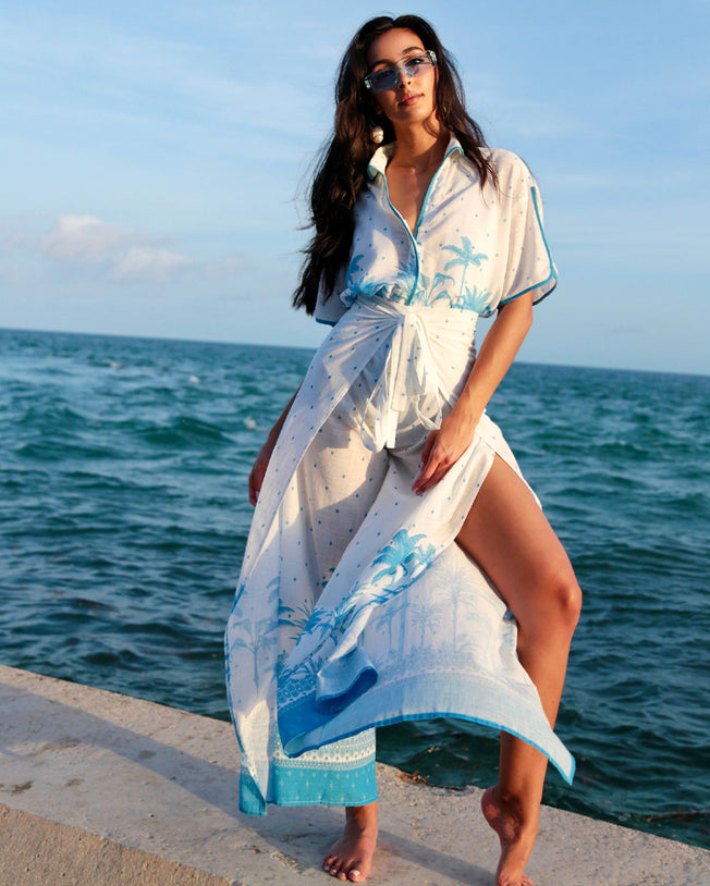 Cabana Palma Cotton Shirt and Reversible Skirt Set