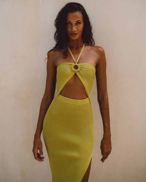 Cakra Open Back Mini Dress - Green