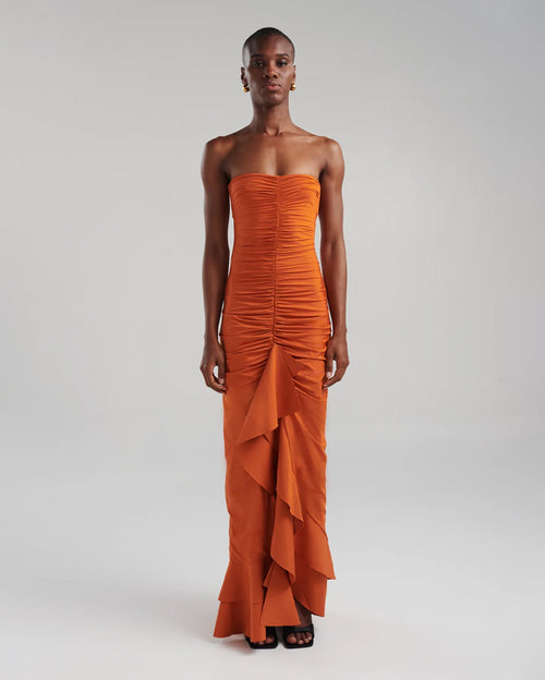 Carelia Orange Ochre Long Dress