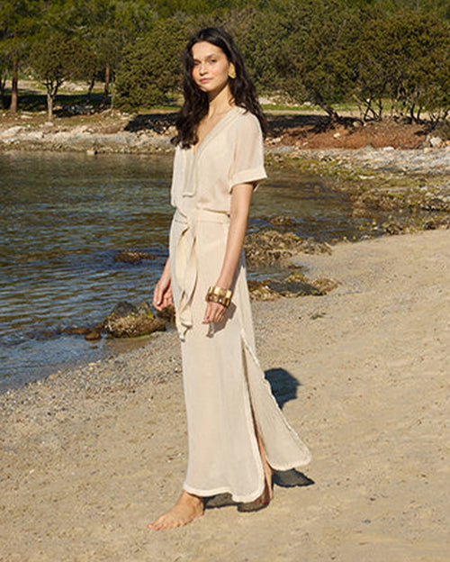 Strapia Mesh V-Neck Maxi Dress