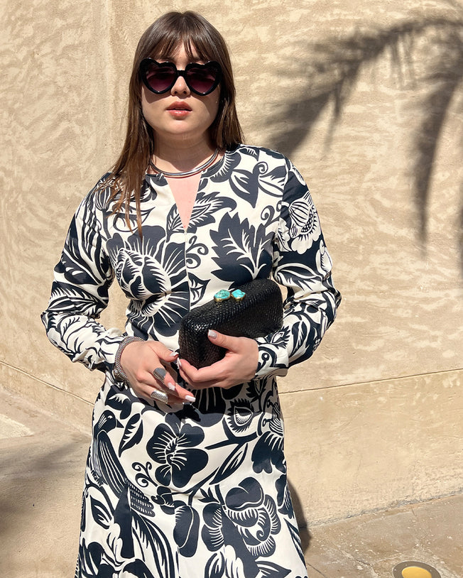 Cashews and Birds Winter White Maxi Dress