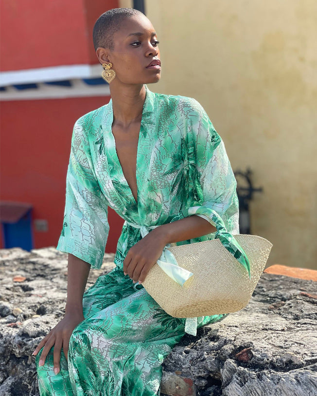 Celeste Hand Bag with Silk Handle - Pink