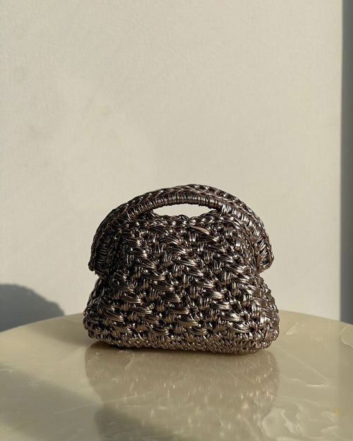 Grand Galactica Metallic Rope Champagne Basket Bag