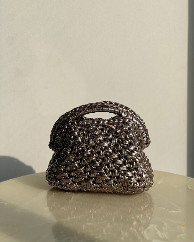 Grand Galactica Metallic Rope Champagne Basket Bag