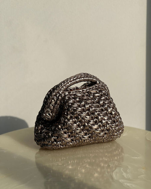 Grand Galactica Metallic Rope Champagne Basket Bag