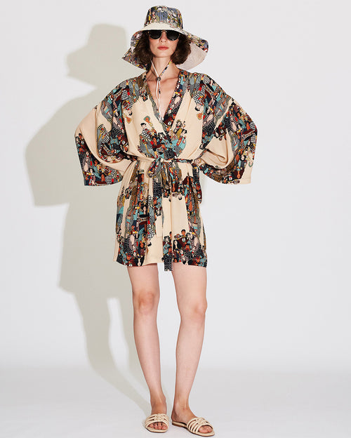 Cheers to You Silk Short Kimono