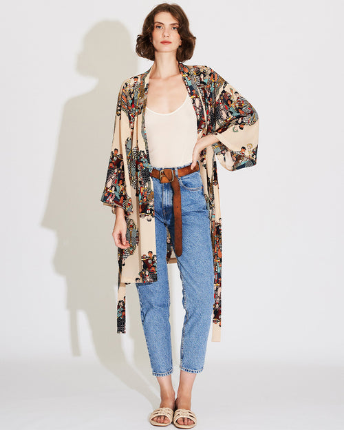 Cheers to You Silk Short Kimono