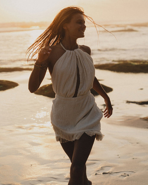 Chiara Short Dress Raw Ecru