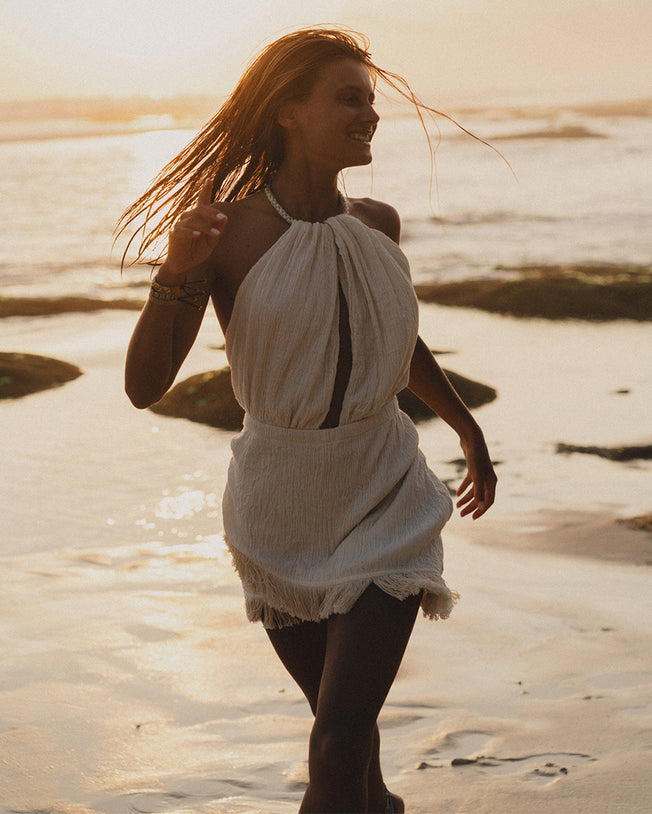 Chiara Short Dress Raw Ecru