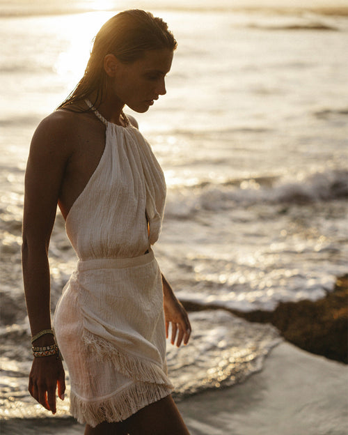 Chiara Short Dress Raw Ecru