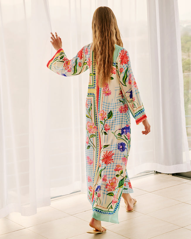 Coco Kaftan Botanical & Geometric Print