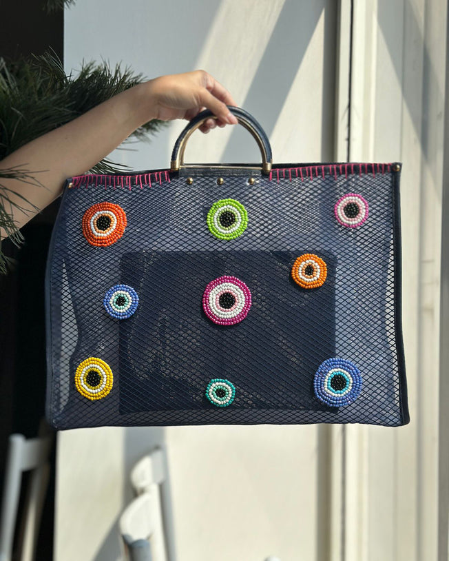 Colors Eyes All Over Navy Tote Bag