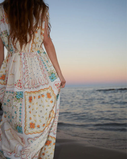 Cotton Tissue Handkerchief Printed Maxi Dress