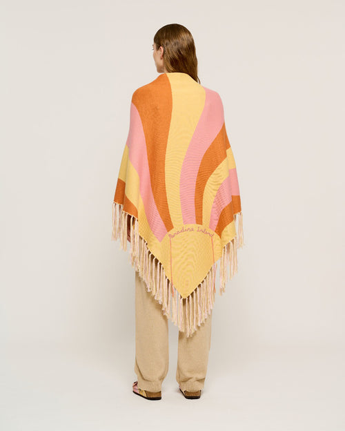 Crazy Sun Cotton Knit Shawl with Horn Buttons
