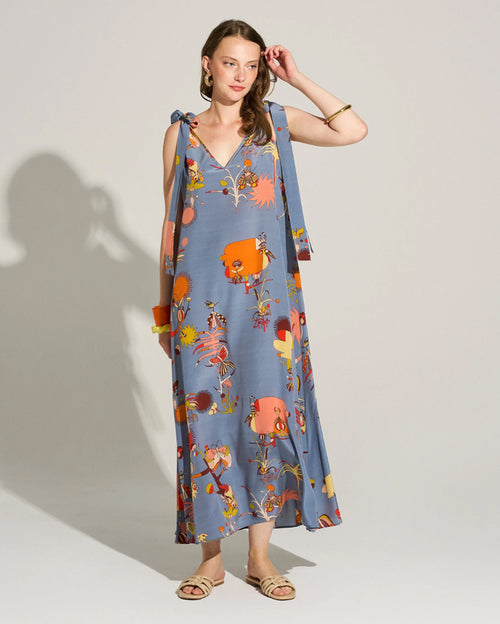 Creepy Crawly Maxi Satin Dress