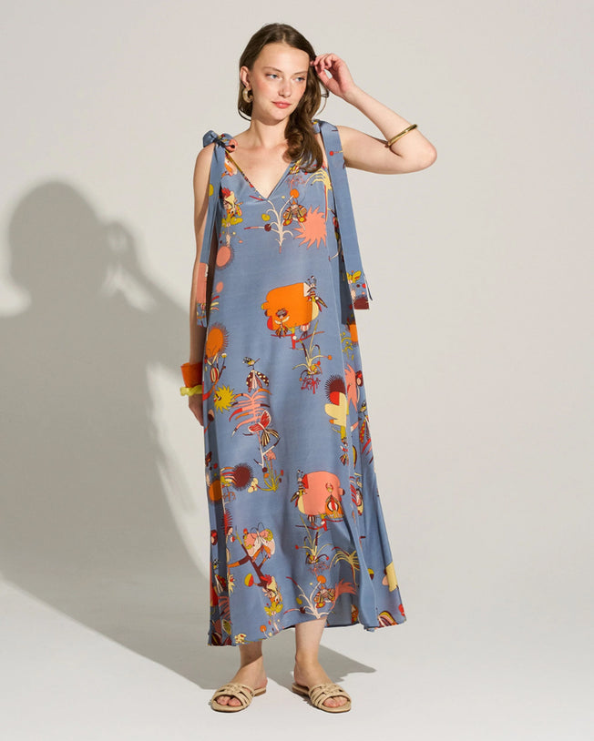 Creepy Crawly Maxi Satin Dress