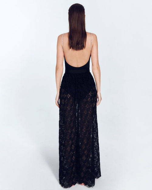 Flavy Crystal-Embellished Maxi Skirt Black