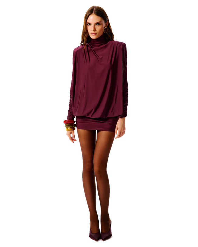 Devon Backless Mini Dress Burgundy