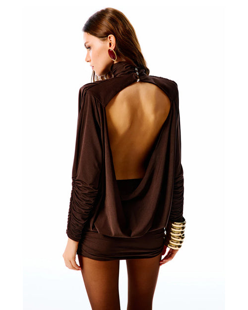 Devon Backless Mini Dress Brown