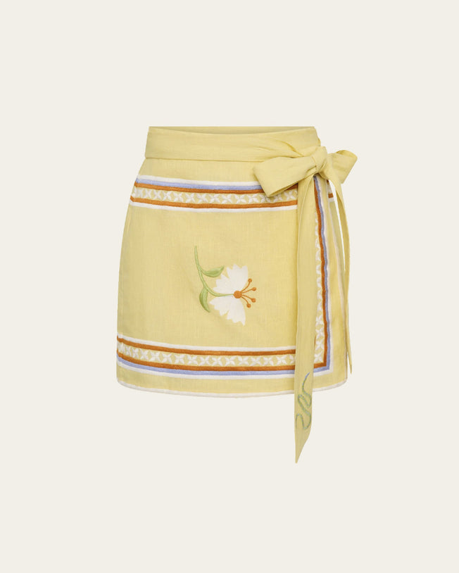 Darcy Shirt and Zuri Mini Skirt Charm Embroidery Linen Set