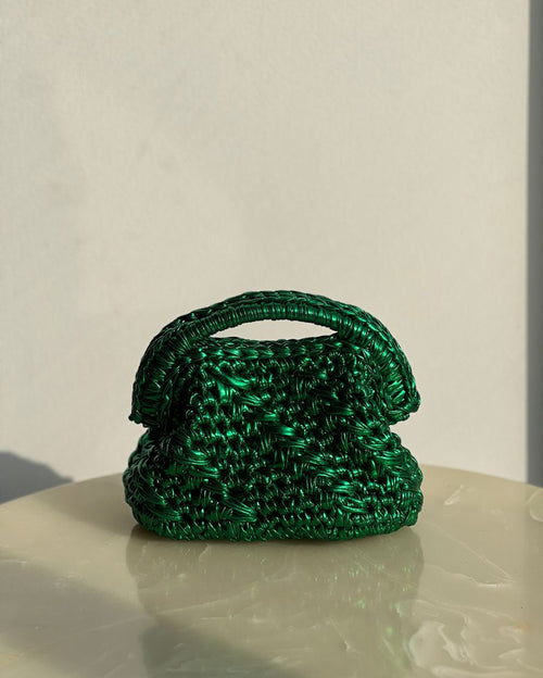 Grand Galactica Metallic Rope Dark Green Basket Bag
