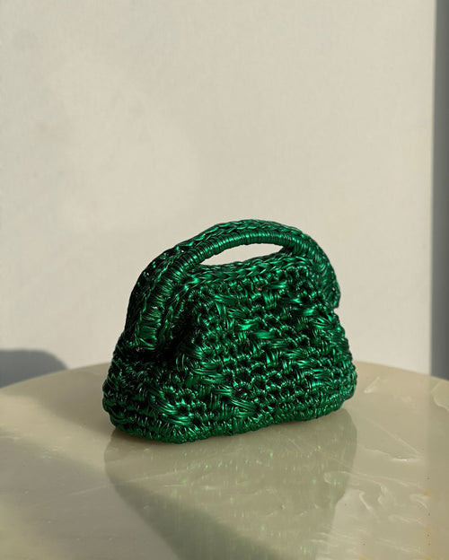 Grand Galactica Metallic Rope Dark Green Basket Bag