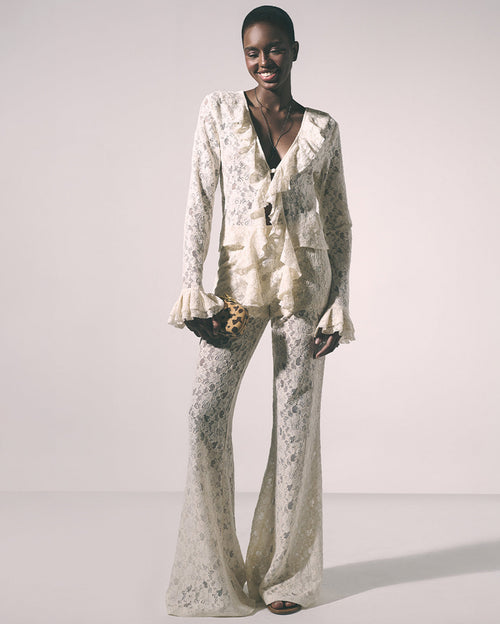 Delica Top and Pants Ecru Set