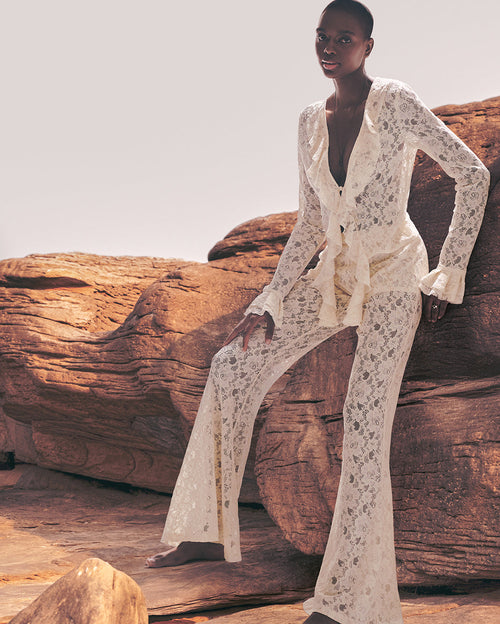 Delica Top and Pants Ecru Set