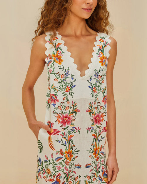 Delicate Forest Off-White Maxi Dress