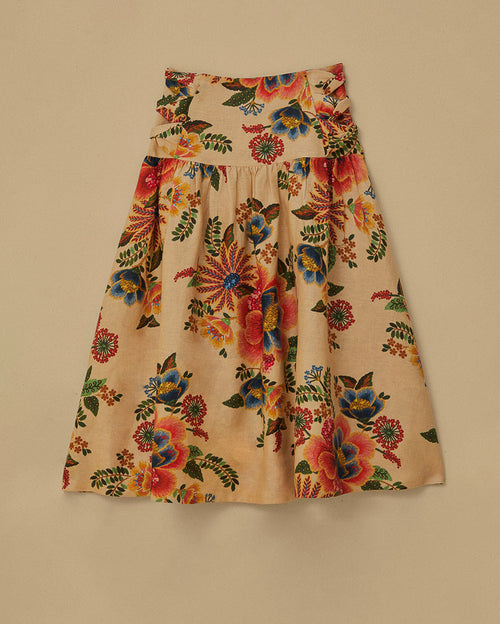 Delicate Garden Cream Short Sleeve and Midi Skirt Set