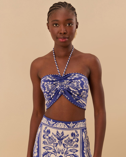 Delicate Tapestry Knit Top and Skirt Set