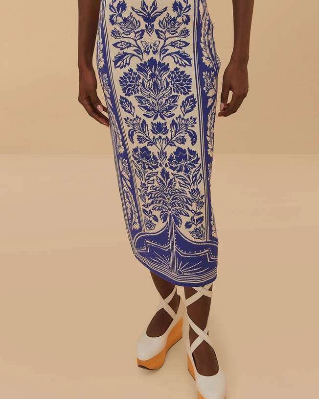 Delicate Tapestry Knit Top and Skirt Set