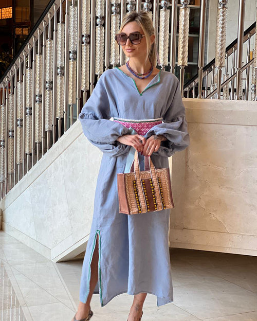 Diana Kimono Dress Midblue