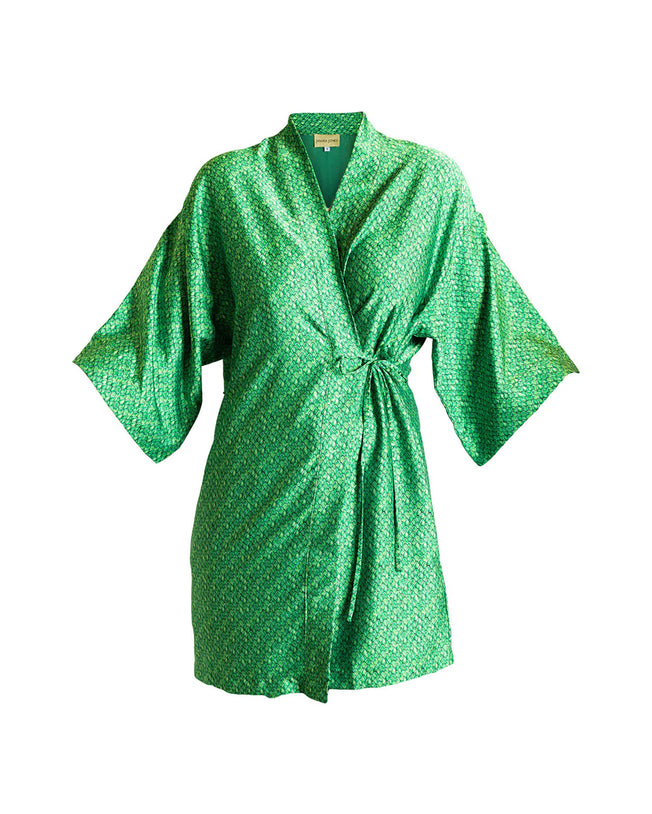 Dragon Scale Satin Kimono with Sahara Trousers Set