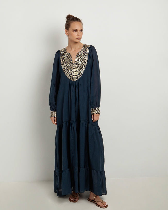 Long Sleeve Embroidered Maxi Dress