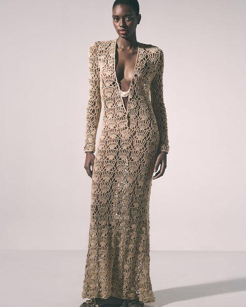Dune Maxi Dress Sand Lurex