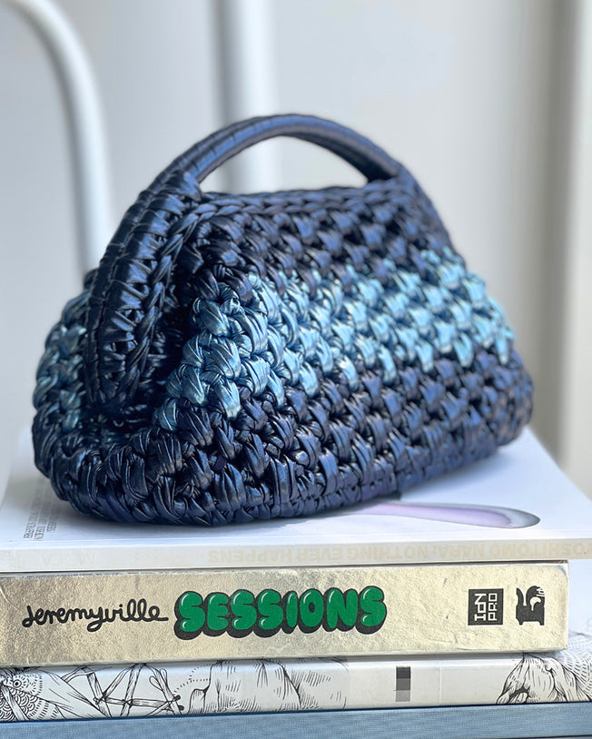 Duo Blue Color Grand Galactica Metallic Rope Basket Bag