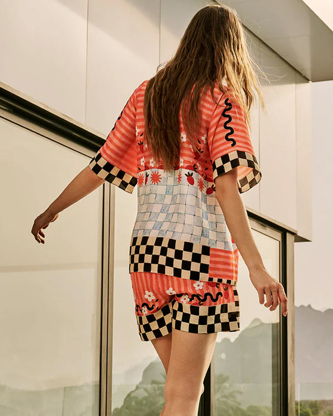 Eden Clementine Co-Ord - Orange Half-Sleeved Shirt and Shorts Set