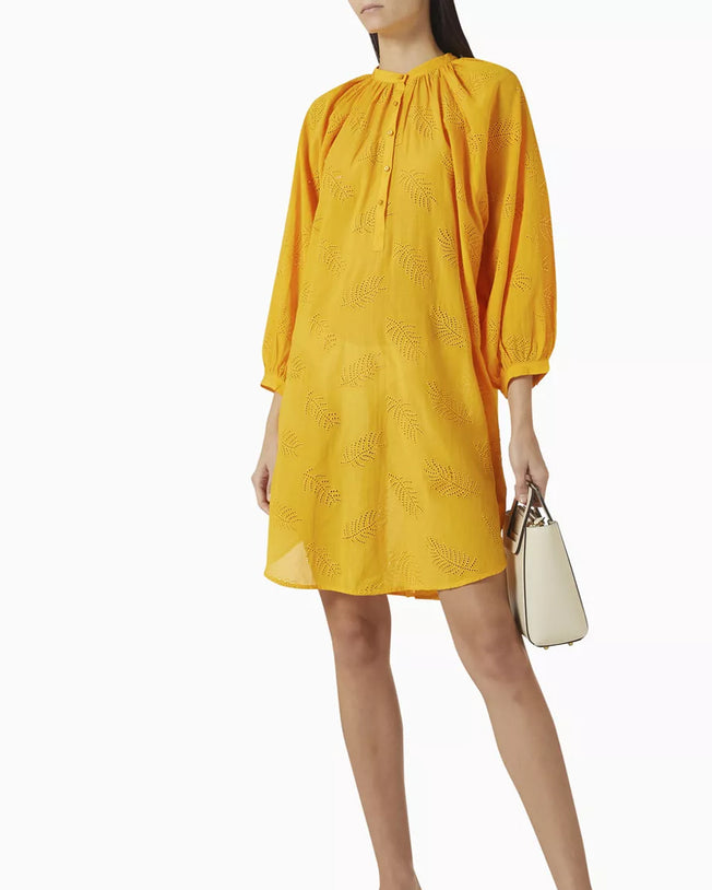 Elara Kaftan Short Dress Chrome Yellow