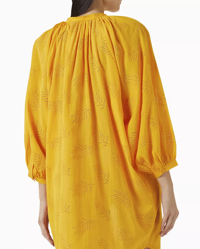 Elara Kaftan Short Dress Chrome Yellow