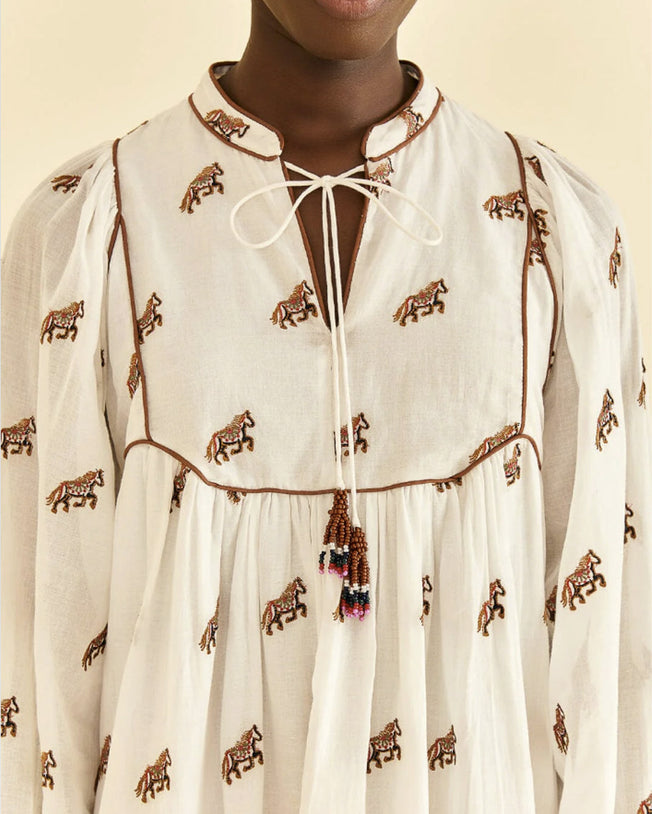Embroidered horses midi dress